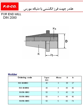 DIN 2080 (For End Mill)